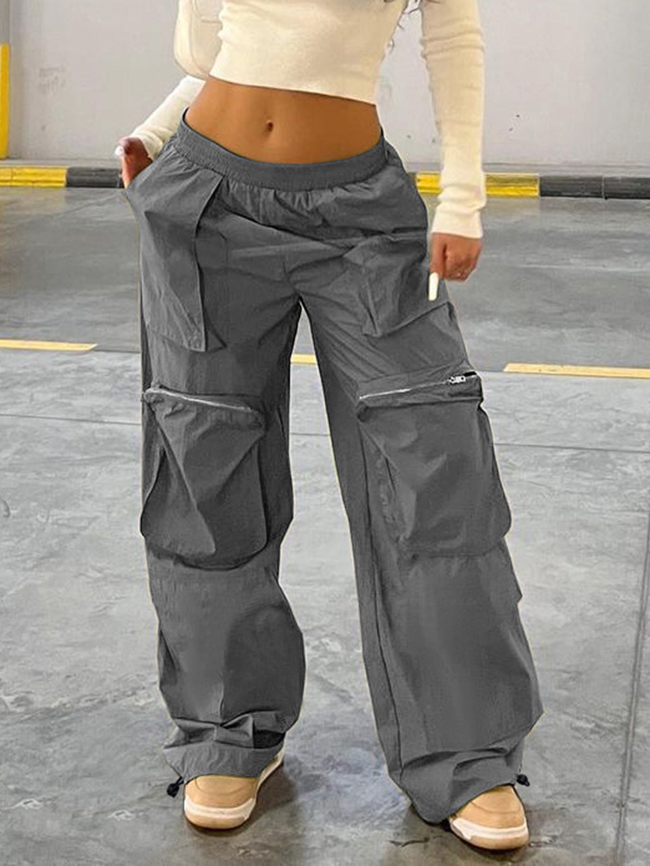 Loose Street Workwear Low Waist Trousers - Bellarte Enchanté Loose Street Workwear Low Waist Trousers